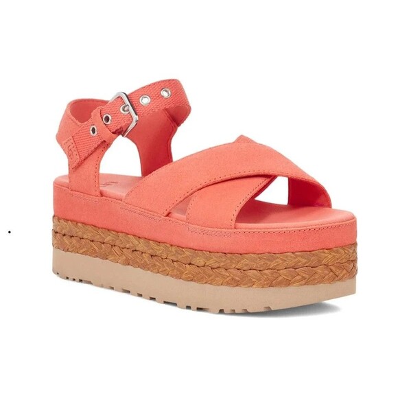 UGG Shoes - UGG Women's Aubrey Buckled Strappy Platform Sandals, Vibrant Coral, 9.5M